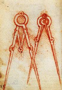 Leonard de Vinci, compas, Manuscrit H, 1493-1494 Institut de France