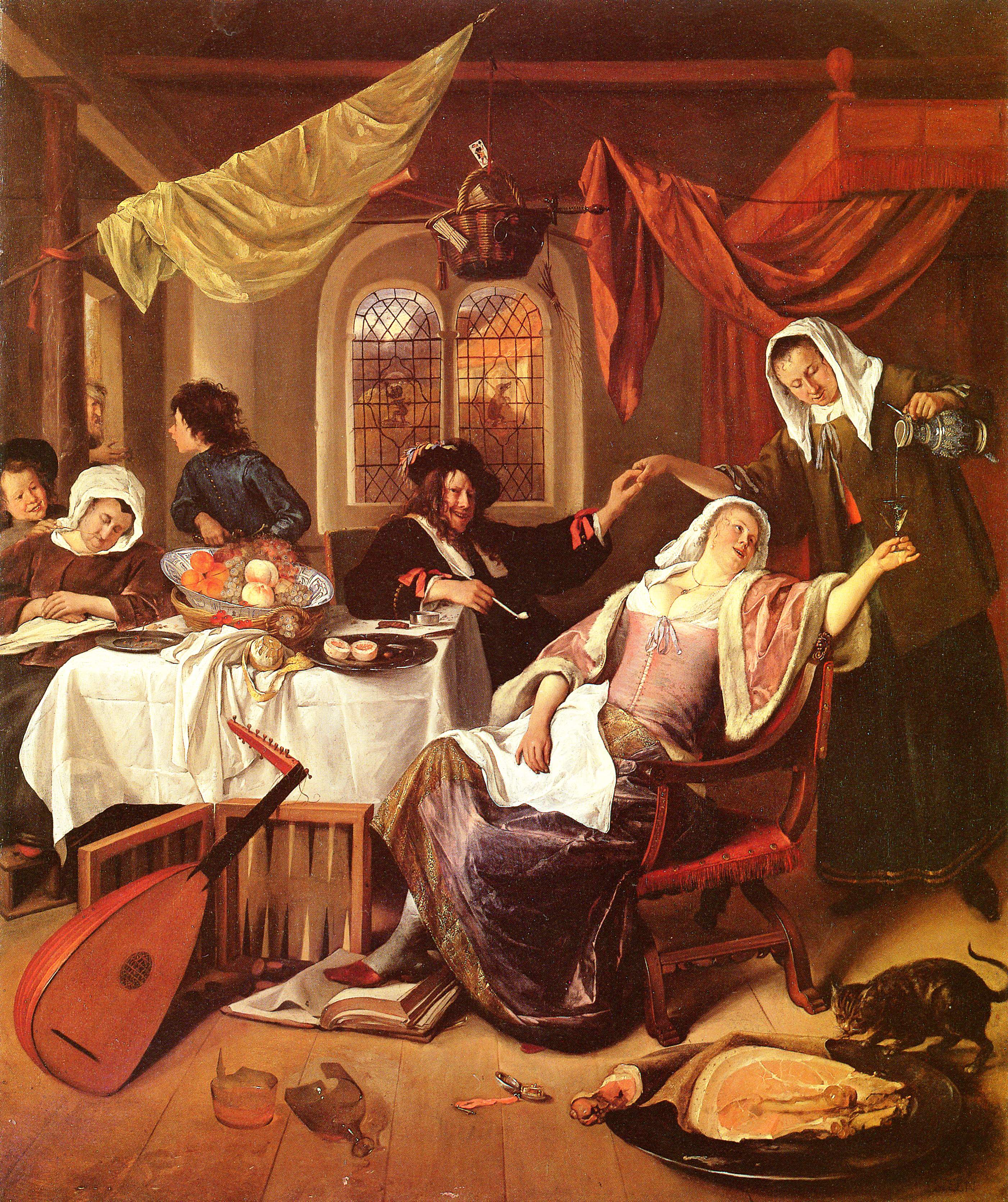 Jan Steen, la maison dissolue, 1660,ht 108x92 Met New York