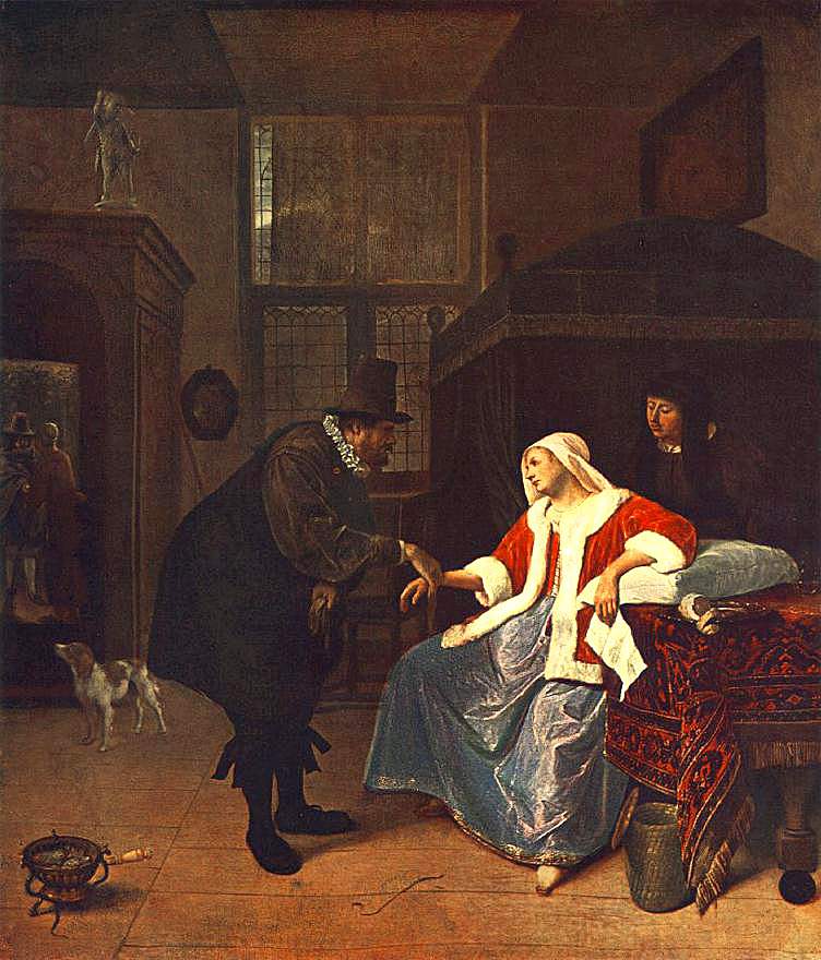 Jan Steen, la visite du docteur, 1660, ht 61x52 AP Munich