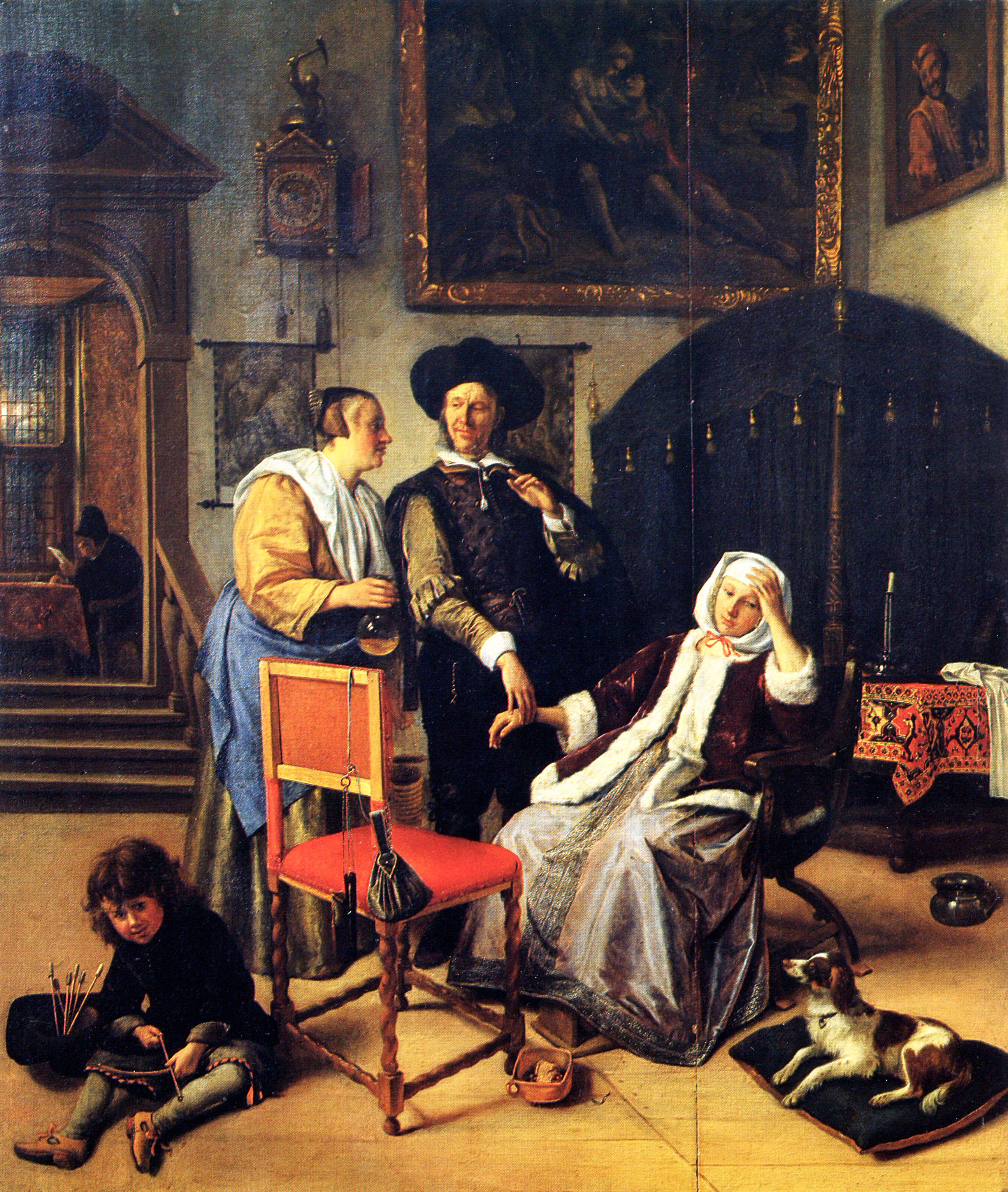 Jan Steen,1661-62 la visite du docteur, 1661-1662, hb 47x41 Victoria et Albert Museum Londres