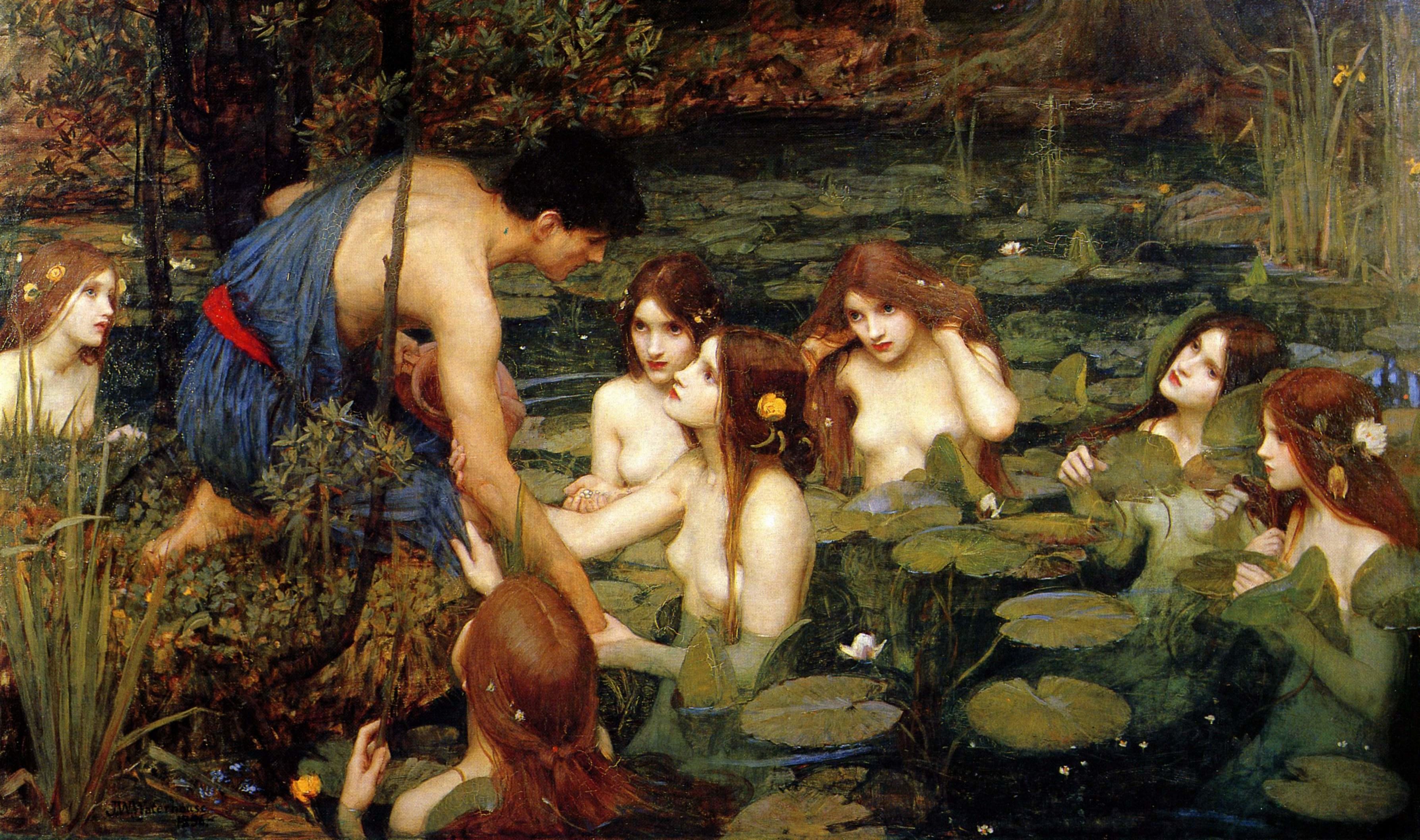 Waterhouse, Hylas et les nymphes, 1896, ht 98x163 Manchester City Art Gallery