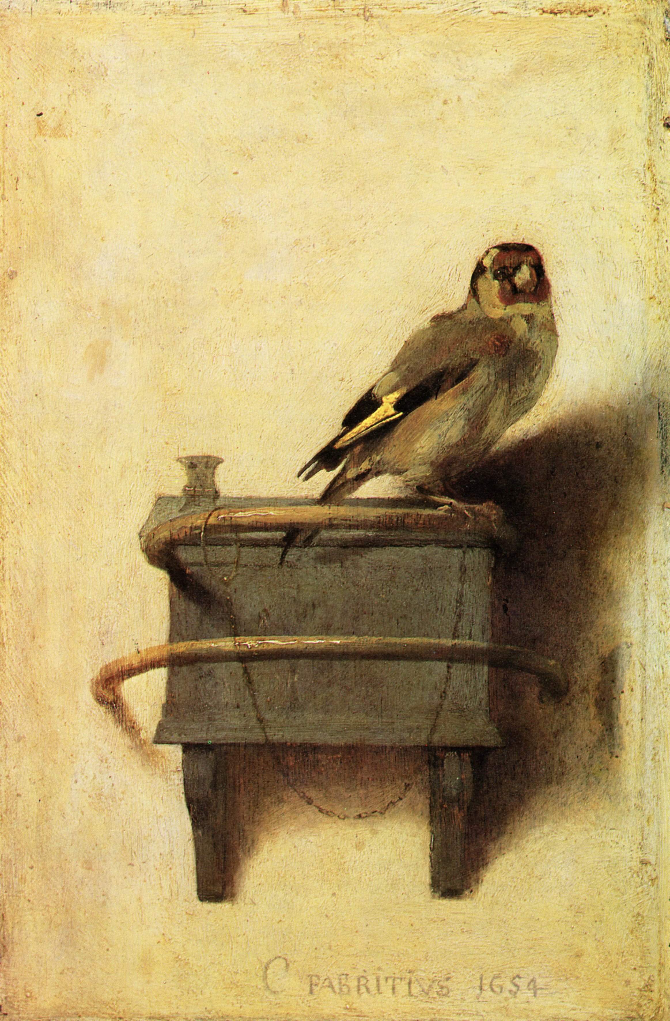 Carel Fabritius, 1622-1654, le chardonneret, hb 33,5x22,8, Mauritshuis, La Haye