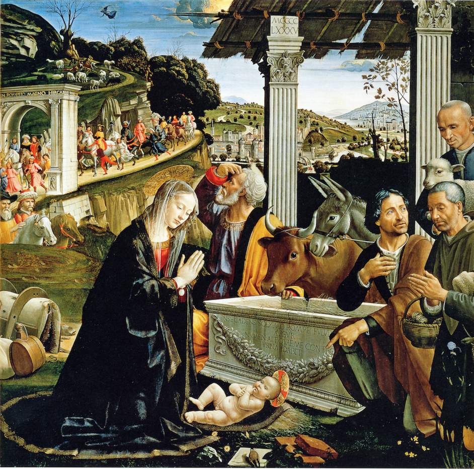 Domenico Ghirlandaio, adoration des bergers, 1485, détrempe sur bois, 167x167